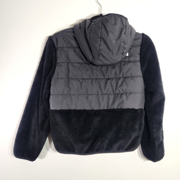 The North Face Black Sherpa Mashup Hoodie Full Zip Jacket Girls Large 14/16 - Picture 3 of 16